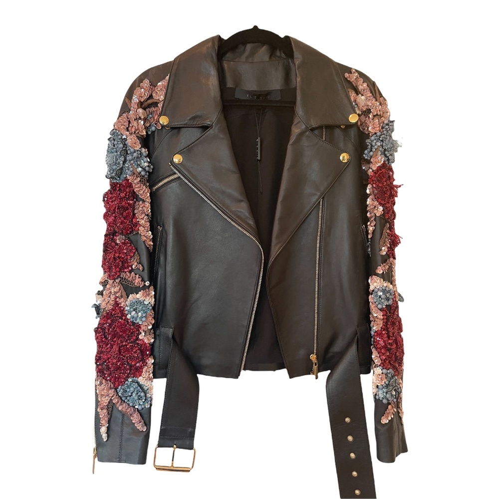 ELIE SAAB Couture Beaded Sequin Leather Jacket